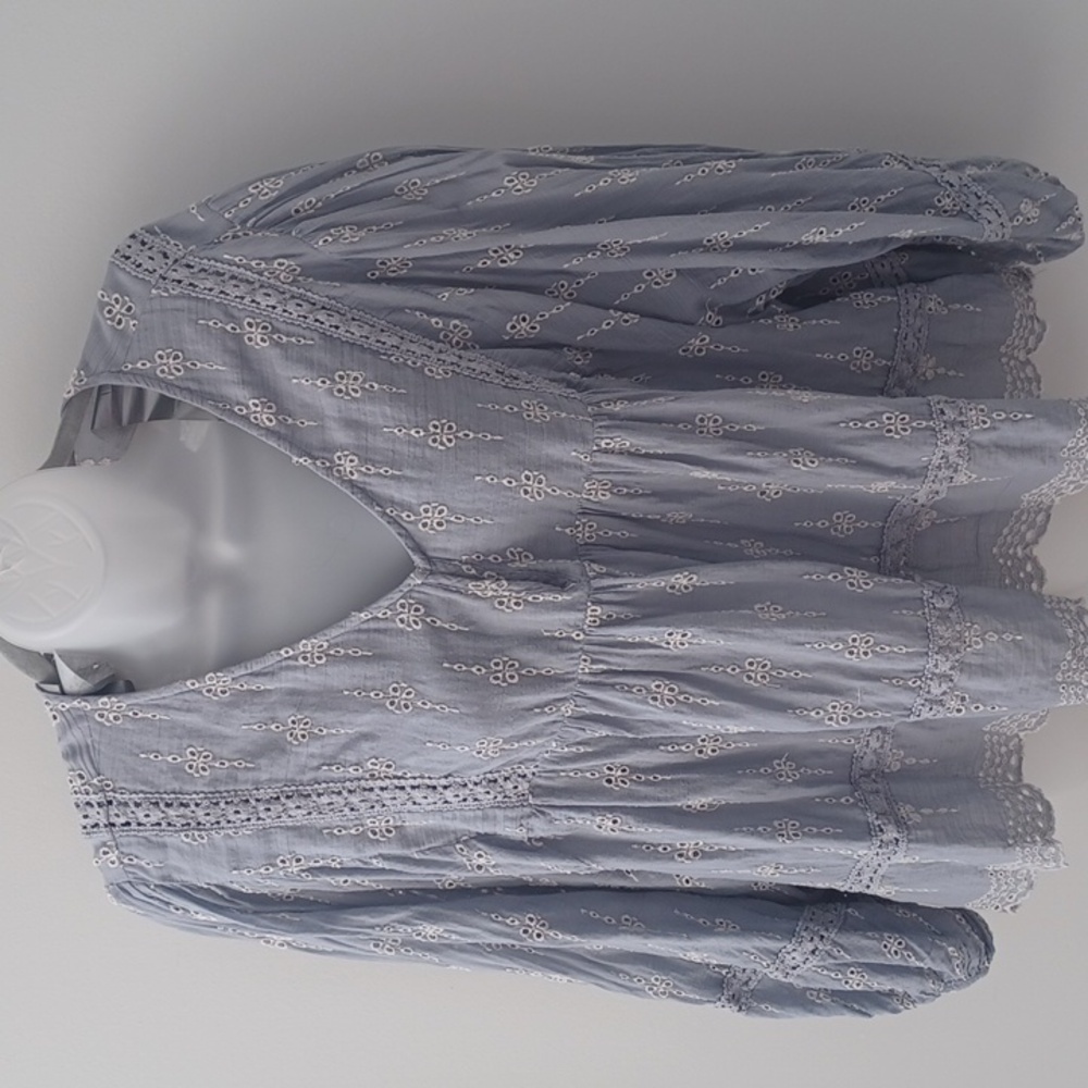 Eyelet BOHO Smocked Blouse American Eagle XXL 18 Fab
